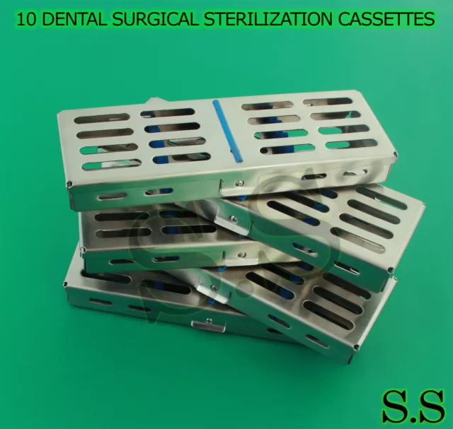 10 Dental Surgical Sterilization Cassettes Rack Box For 5 Instruments