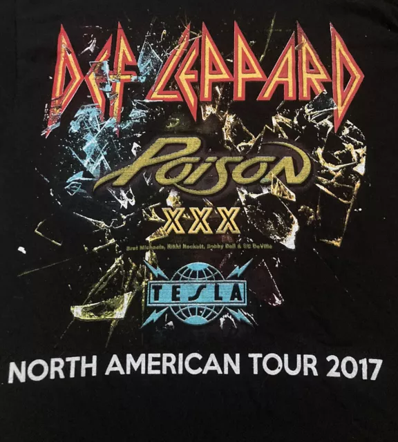 NEW!! (2-Sided) Official DEF LEPPARD & POISON & TESLA Concert Tour Shirt SMALL
