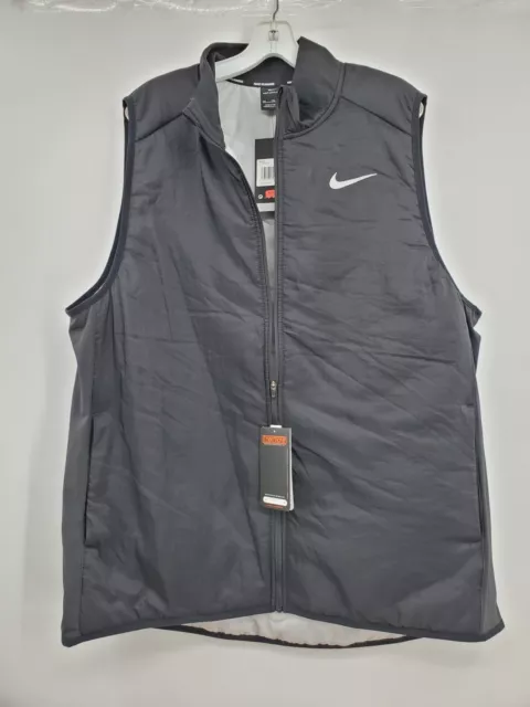 NWT Nike Men's Aerolayer Black Thermore Mock Neck Full Zip Running Vest Size XXL