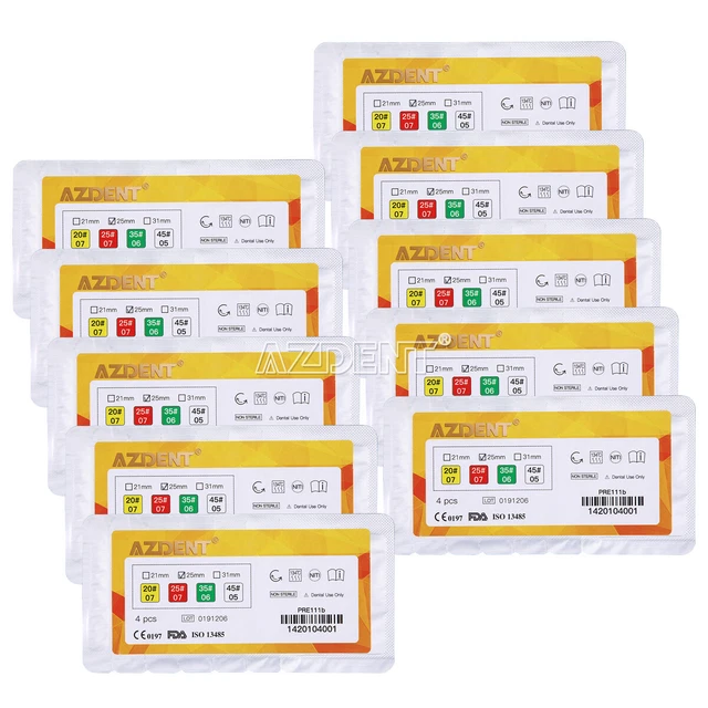 10X Dental Mixed Niti Primary Files Root Canal Small/Primary/Medium/Large 25mm