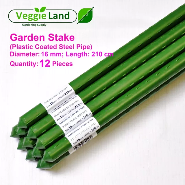 12 Pcs  16 mm X 210 cm Garden Stakes (Plastic Coated Steel Pipe)