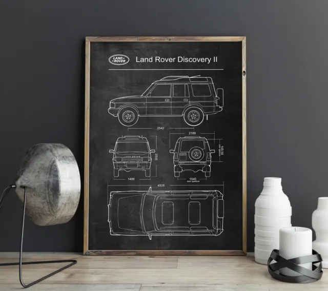 Land Rover Discovery II Poster Car Vintage Blueprint Art 2