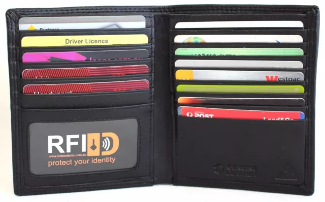 RFID Security Lined Leather Wallet Quality Full Grain Cow Hide Leather.BLK 11026