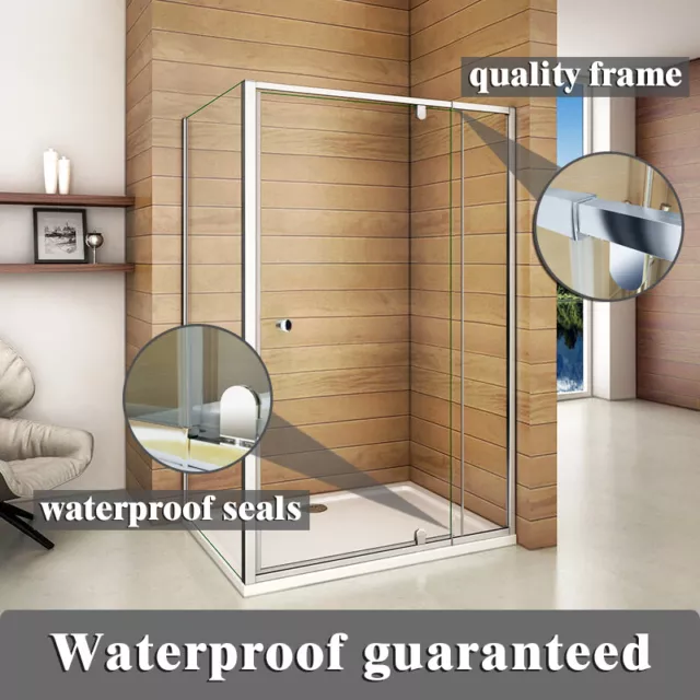 Shower Screen Pivot Door Semi-Frameless Corner Cubical  Adjustable Various Sizes