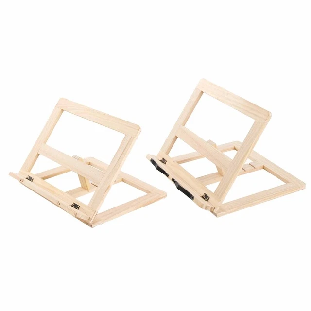 Reading Stand Recipe Cookbook Holder Flexible Page Clips Portable Wood Bookrest