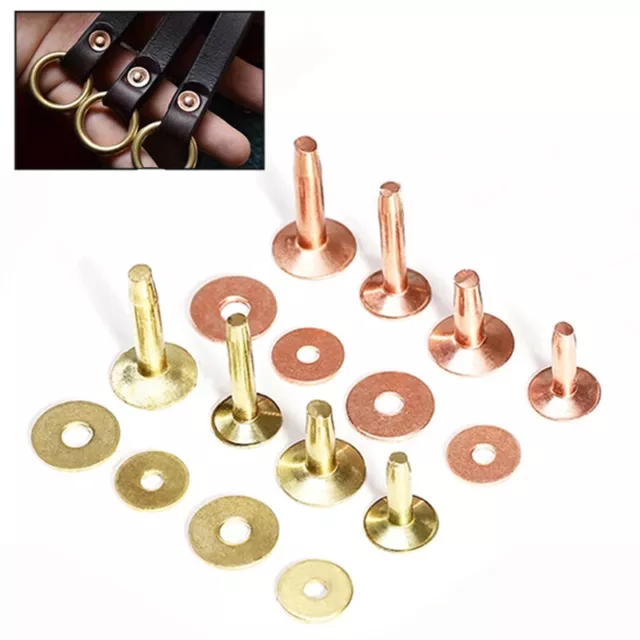 10X Solid Copper Rivets Burrs Fasteners Permanent Leather Saddlery Tack Repair