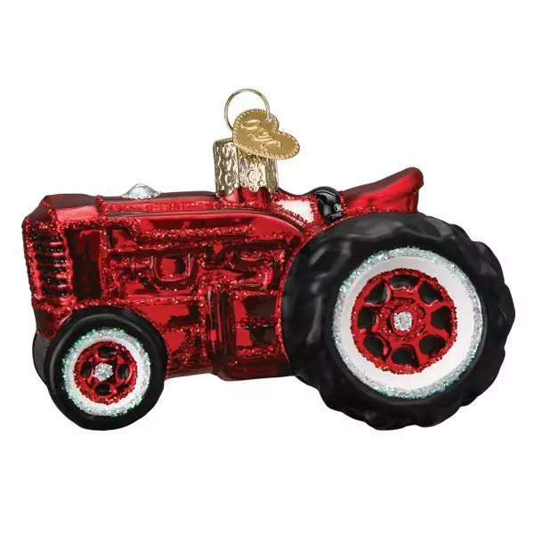 Old Farm Tractor Glass Ornament Old World Christmas New In Box