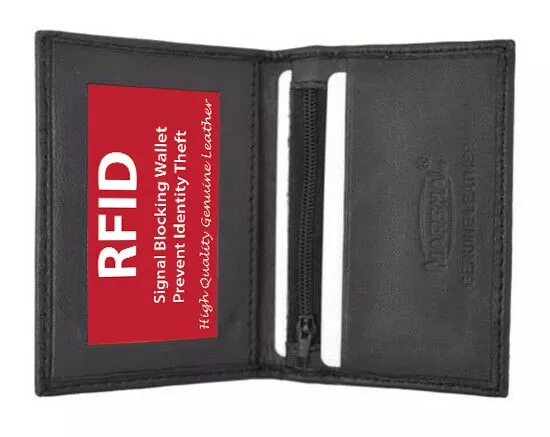 RFID BLOCKING LEATHER Credit Card Bifold Wallet ID Holder Zip U.S ...