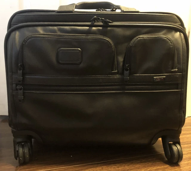 Tumi Alpha 2 Deluxe 4 Wheeled Laptop Case Brief Leather Bag 96627D2 Black