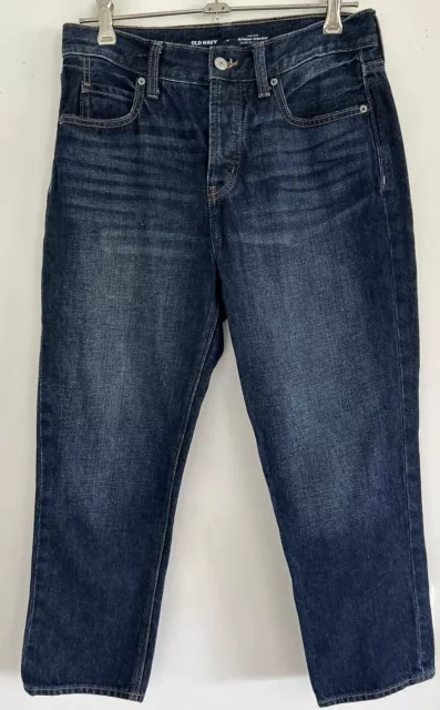 Old Navy Womens High Waist Button Fly Slouch Straight Crop Jeans Size 2 Cropped