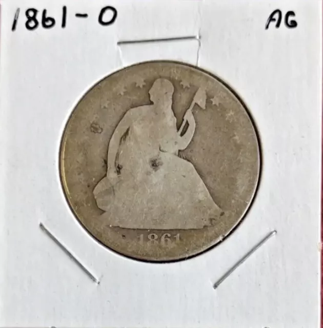 1861-O ~ 50c Seated Liberty Half Dollar ~ RARE Civil War Date ~ Decent Coin ~ AG