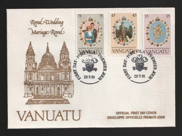 1981 Vanuatu Royal Wedding Prince Charles & Diana FDC. Port Vila First day cover