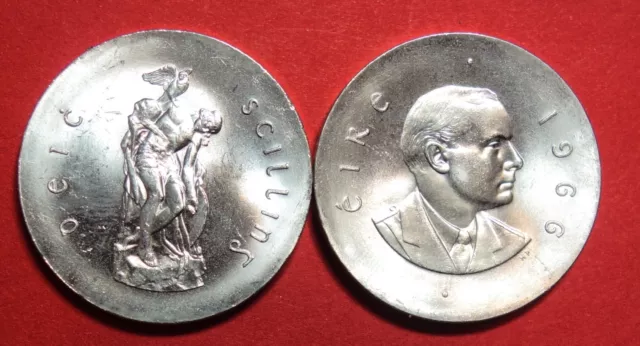 Ireland: Irish Ten Shilling Coin 1966. Unc. P.h. Pearse.  0.8333 Silver. Km 18