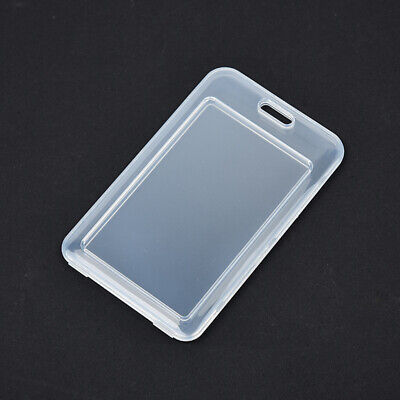 Clear Transparent Hard Plastic ID Card Badge Holder For Lanyard Vertical 1 PCS