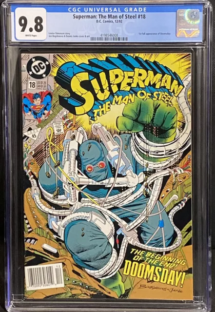 Superman Man of Steel #18 Newsstand CGC 9.8 1st Appearance of Doomsday DC 1992