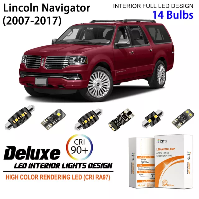 LED Interior Light Kit License Plate Light Bulbs for Lincoln Navigator 2007-2017