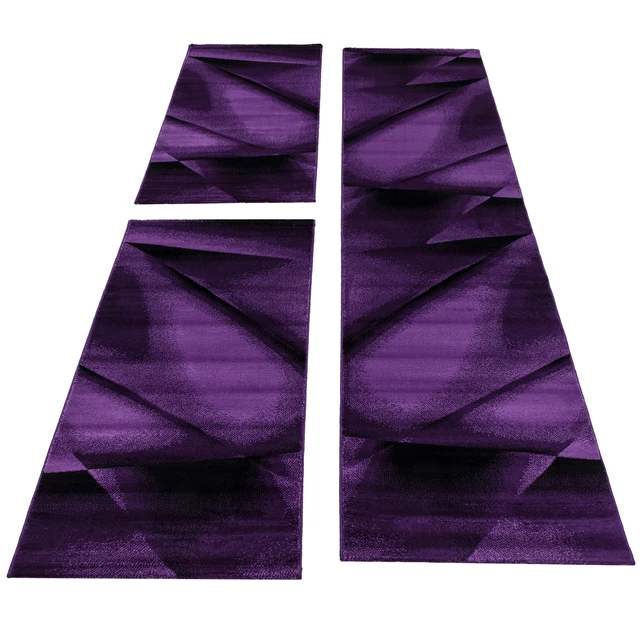 À Poils Ras Tapis Set 3-teilig Lit Chambre à Coucher Jeu de Coureur Mauve