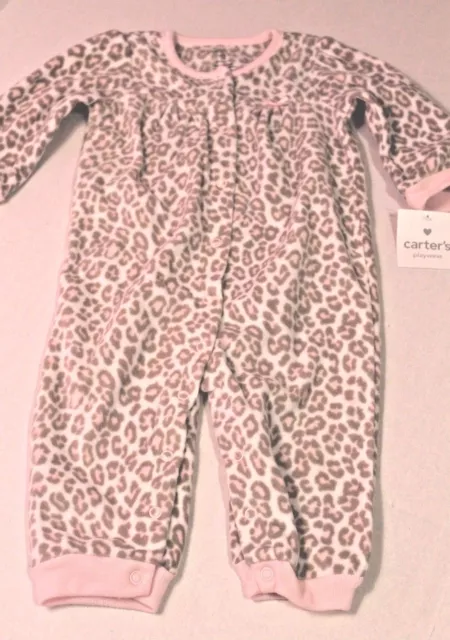 Carter's Infant Baby Girl 12 Months Pink & Brown Cheetah One-Piece Jumpsuit