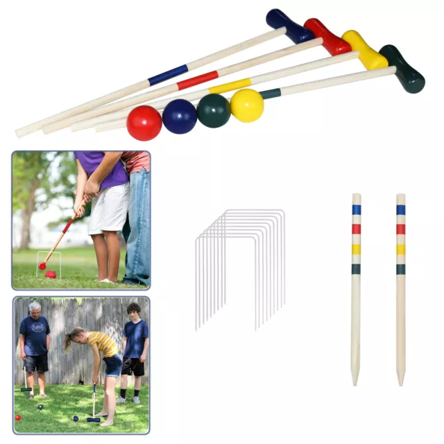 Croquet Legno Gioco Gioco Giardino Adulti per 4 Giocatori Giocattolo