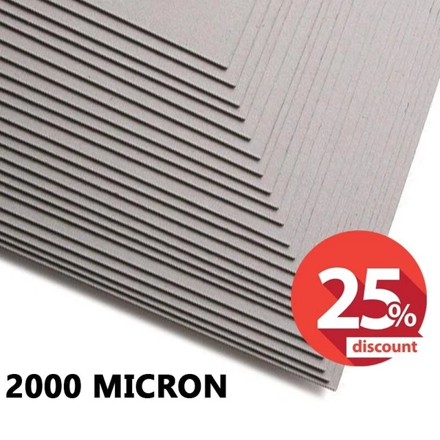 2000 MICRON GREYBOARD, A3, A4, 2mm Card, Thick Mount Backing Board ...