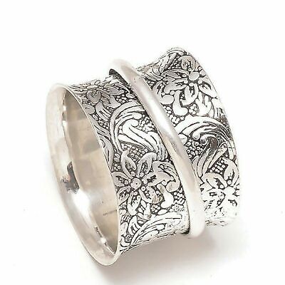 Flower Spinner Ring 925 Sterling Silver Ring Thumb Wide Ring All Size EC-638