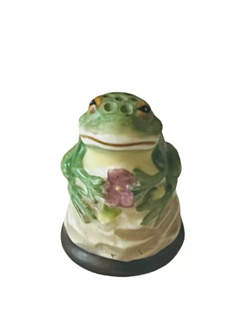 Franklin Mint Friends of Forest Animal Thimble 1982 Vtg Figurine Frog Toad Green