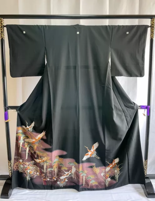 Vintage Japanese kimono -Kuro tomesode with Beautiful motifs
