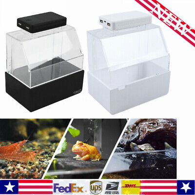 Portable Desktop Fish Tank Mini Aquarium Bowl With LED Light Water Filter USB