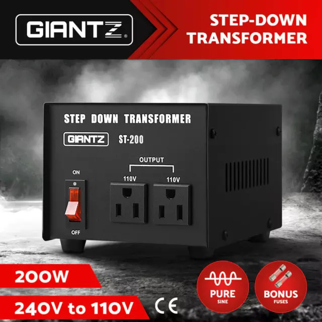 Giantz Step Down Transformer 200W 240V TO 110V Stepdown Voltage Converter AU-US