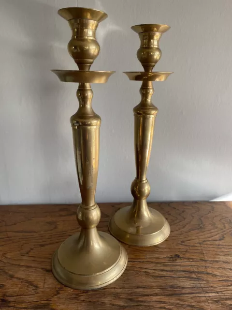 Pair Of Brass/Brass Plated Candle Sticks