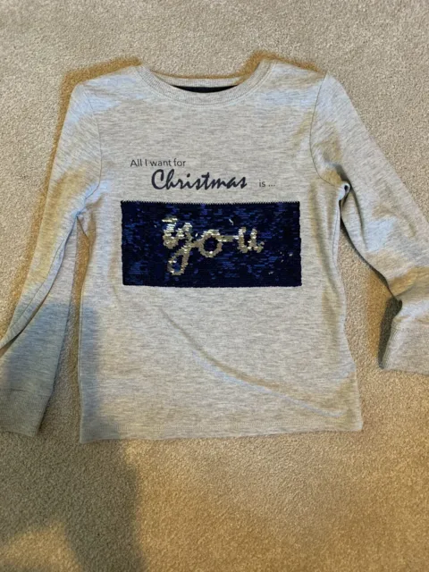 Top grigio Next paillettes a maniche lunghe età 4 All I Want For Christmas Is You Presents
