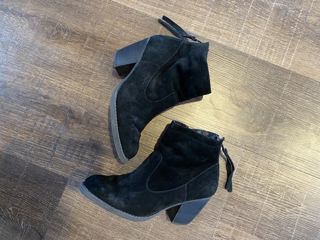 Steve Madden Ankle Boot Bootie Black Suede Womens Size 7 Zip Up