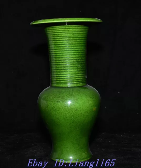 25,4 cm Daqing Kangxi Old China Green Glaze Porzellan Palace Vase Flasche