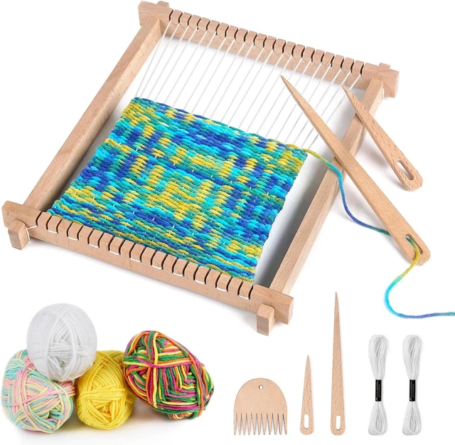 Métier à Tisser En Bois 20,8 X 19,3 Cm – Kit Complet Avec Laine, Navette, Peigne – Débutant – Créatif Et éducatif – Dès 6 Ans