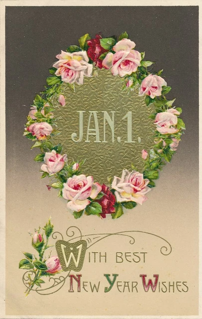 NEW YEAR - Garland of Roses With Best New Year Wishes