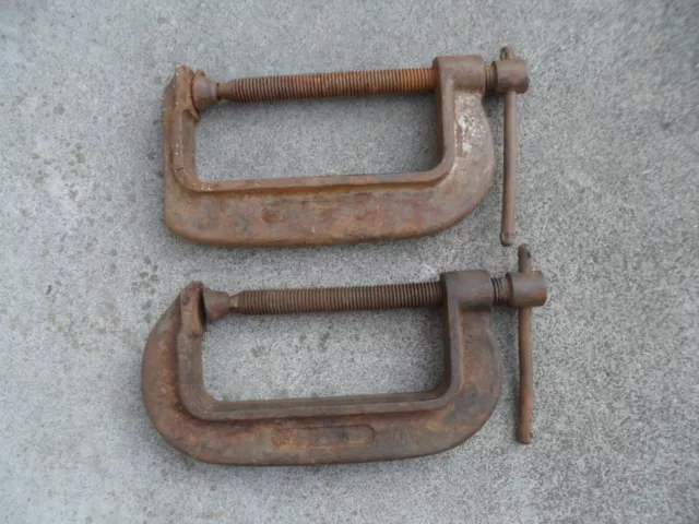 2 X Vintage Lock 6" G Clamp Made In Australia NO POST PICKUP ONLY