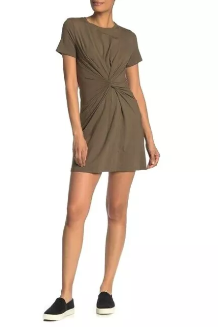 Theory Rubric Knotted T-Shirt Dress in Faded Army sz.P NWT $190