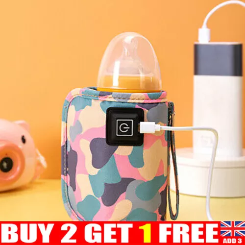USB Baby Bottle Milk Warmer Thermostat Travel Heater Bag Pouch Portable BA