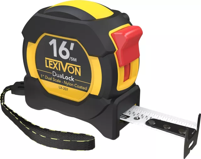 LEXIVON 16Ft/5m DuaLock Tape Measure | 1-Inch Wide Blade with Nylon Coating M...