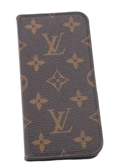 Authentic Louis Vuitton Monogram Folio Iphone X Xs Case M63443 LV 1050E