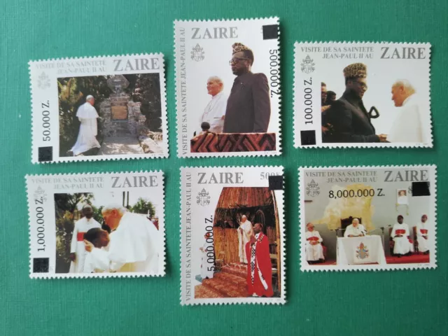 Zaïre 6 surchargé Nouvelle Valeur en milliers NZ Pape Jean-Paul II MNH neuf