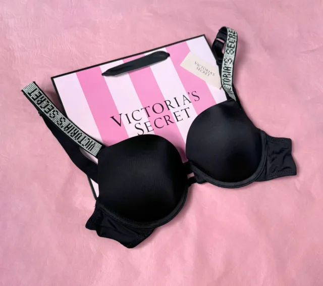 VERY SEXY RHINESTONE Bra - Victoria's Secret black lingerie BNWT £18.00 -  PicClick UK