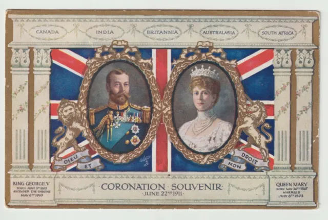 King George V & Queen Mary 1911 Coronation Souvenir Postcard 138H