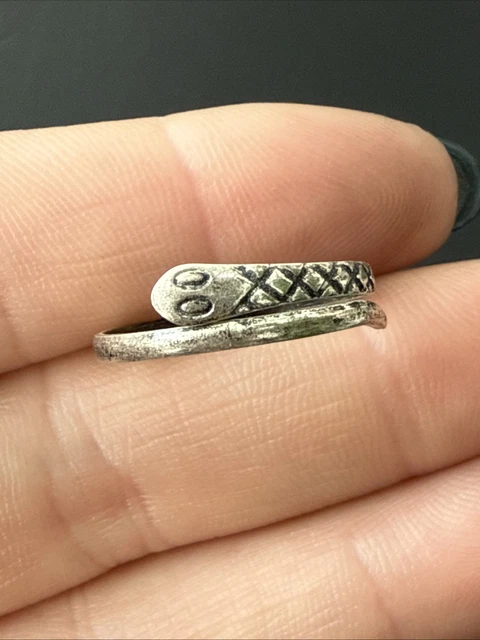 Bague Argent Massif 925 – Jonc Alliance Créateur Motif Serpent – Ancienne