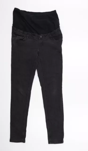 Mama-licious Womens Black Cotton Skinny Jeans Size 31 in L32 in Regular Button