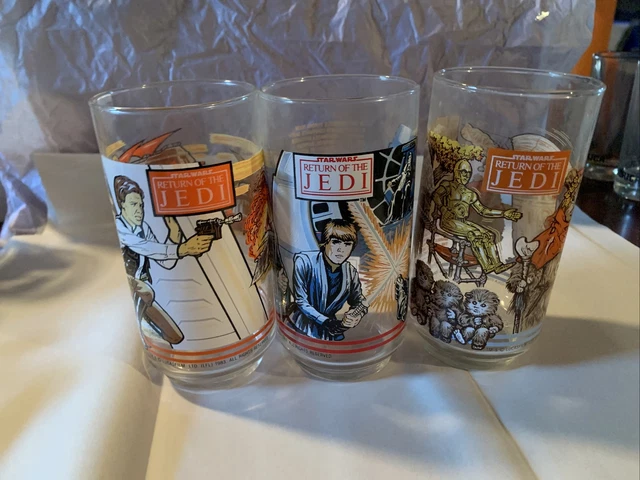 Set of 3 1983 Star Wars Return of The Jedi Glasses Burger King Coca Cola