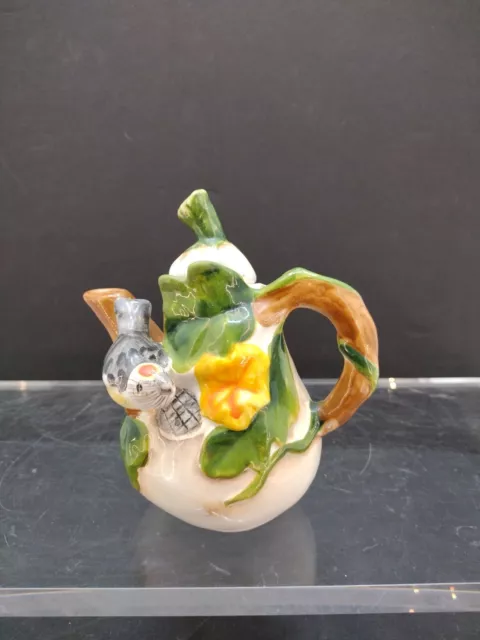 Vintage small Teapot Jay Willfred by Andrea Sadek Multi colored Bird/ floral 