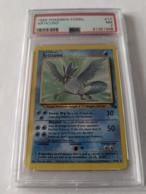1999 Fossil Articuno 17/62 - PSA 7- Non Holo Rare