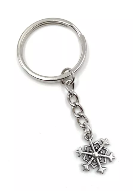 Porte-Clés Flocon de Neige Froid Hiver Neige Signes Argent Métal Pendentif