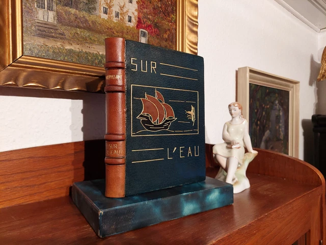 MAUPASSANT Bibliophile Luxusausgabe 1927 Schöner ART DECO LEDER HANDEINBAND